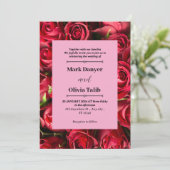 赤エレガント板結婚式招待状テンプレート 招待状 (スタンド正面)