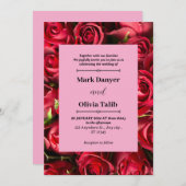 赤エレガント板結婚式招待状テンプレート 招待状 (正面/裏面)