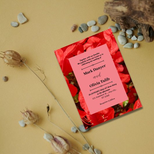 赤エレガント板結婚式招待状テンプレート 招待状