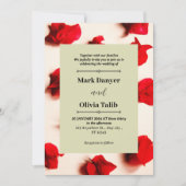 赤エレガント板結婚式招待状テンプレート 招待状 (正面)