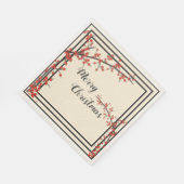 赤エレガント果実クリスマス付きブラック&クリーム スタンダードランチョンナプキン (角)