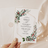 赤エレガント果実緑のクリスマス結婚の 招待状