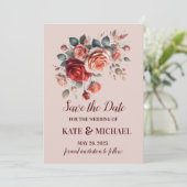 赤エレガント桃赤面フローラ結婚ズ セーブザデート (スタンド正面)