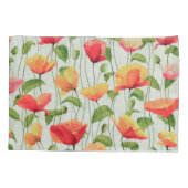 赤エレガント桃黄色の花 | 枕カバー (裏面-左)