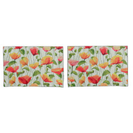 赤エレガント桃黄色の花 | 枕カバー