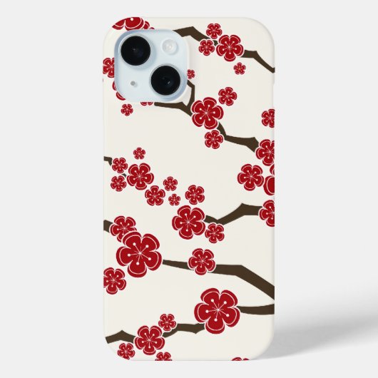 赤エレガント桜さくらんぼ花モダン花 Case-Mate iPhoneケース (裏面)