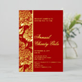赤エレガント植物学チャリティーイベントガラパーティー 箔招待状 (立ち正面)