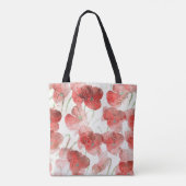 赤エレガント水カラーポピーイラストレーション トートバッグ (裏面)