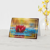 赤エレガント水モダンユリ花黄金枠 カード (黄色い花)