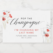 赤エレガント水彩花ブライダルシャワー スパークリングワインラベル (シングルラベル)