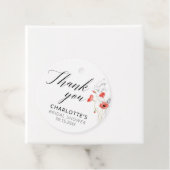 赤エレガント水彩花ブライダルシャワー フェイバータグ (インサイチュ)
