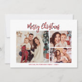 赤エレガント水牛のプレイド3数々の写真クリスマス シーズンカード (正面)