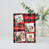 赤エレガント水牛クリスマスツリーファミリー4写真 シーズンポストカード (スタンド正面)