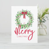 赤エレガント水色クリスマスリース非写真 シーズンカード (スタンド正面)