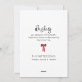 赤エレガント水色クリスマスリース非写真 シーズンカード (裏面)