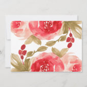 赤エレガント水色バラ結婚式 招待状 (裏面)