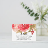 赤エレガント水色バラ結婚詳細 エンクロージャーカード (スタンド正面)