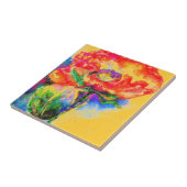 赤エレガント水色フローラ赤ポピー タイル (側面)