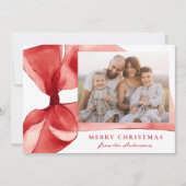 赤エレガント水色ボウ2写真 シーズンカード (正面)