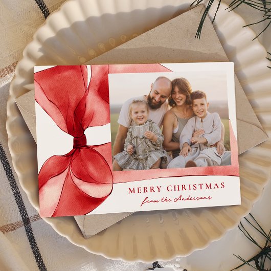 赤エレガント水色ボウ2写真 シーズンカード