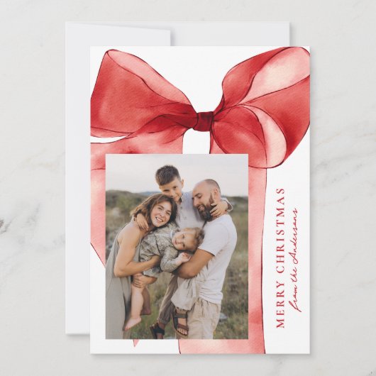 赤エレガント水色ボウ3写真 シーズンカード (正面)