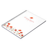 赤エレガント水色ポピーパーソナライズされた花 ノートブック (左側)