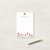 赤エレガント水色ポピーパーソナライズされた花 ポストイット (デスク上)