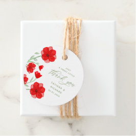 赤エレガント水色ポピーフローラありがとう フェイバータグ