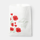 赤エレガント水色ポピーフローラありがとう フェイバーバッグ (正面)