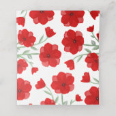 赤エレガント水色ポピーフローラテーブル番号 プレイスカード (内部開封)