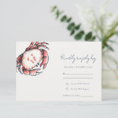 赤エレガント海軍水中カニ沿岸結婚部 出欠カード (スタンド正面)