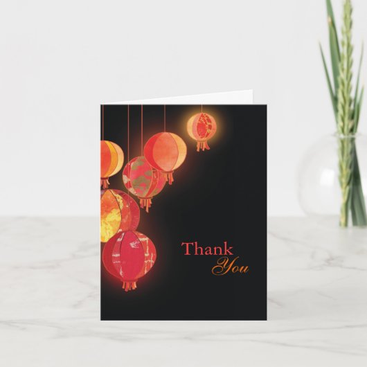 赤エレガント灯結婚様 サンキューカード (正面)