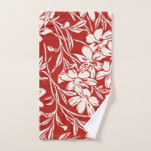 赤エレガント熱帯フローラ鮮やかアイランドパターン バスタオルセット (ハンドタオル)