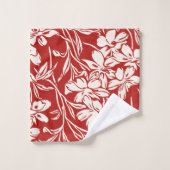 赤エレガント熱帯フローラ鮮やかアイランドパターン バスタオルセット (ウォッシュタオル)