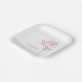 赤エレガント牡丹モダン結婚の花 ペーパープレート (傾斜あり)