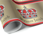 赤エレガント王室のプリンスベイビーシャワーギフトラップ ラッピングペーパー (ロールコーナー)
