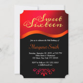 赤エレガント王室の甘16パーティー招待状 招待状 (正面)