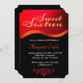 赤エレガント王室の甘16パーティー招待状 招待状 (正面/裏面)