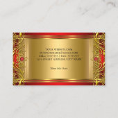 赤エレガント王室の華美宝石ゴールデン金ゴールド 名刺 (裏面)