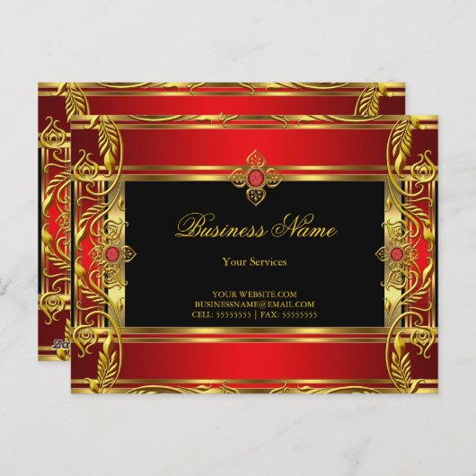 赤エレガント王室の華美宝石ブラック金ゴールド ポストカード (正面/裏面)