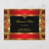 赤エレガント王室の華美宝石ブラック金ゴールド ポストカード (正面)