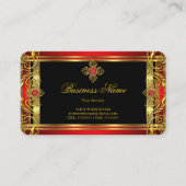 赤エレガント王室の華美宝石ブラック金ゴールド 名刺 (正面)