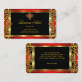 赤エレガント王室の華美宝石ブラック金ゴールド 名刺 (正面/裏面)