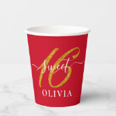 赤エレガント甘16十六紙杯 紙コップ (正面)