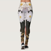 赤エレガント白とピンクの水彩花模様 レギンス (裏面)