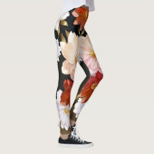 赤エレガント白とピンクの水彩花模様 レギンス (右)