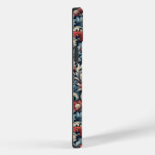 赤エレガント白と青のダマスクとモノグラム Case-Mate iPhoneケース (裏面 / 右)