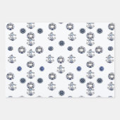 赤エレガント白と青をテーマに航海のした ラッピングペーパーシート (正面)