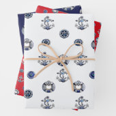 赤エレガント白と青をテーマに航海のした ラッピングペーパーシート (インサイチュ)