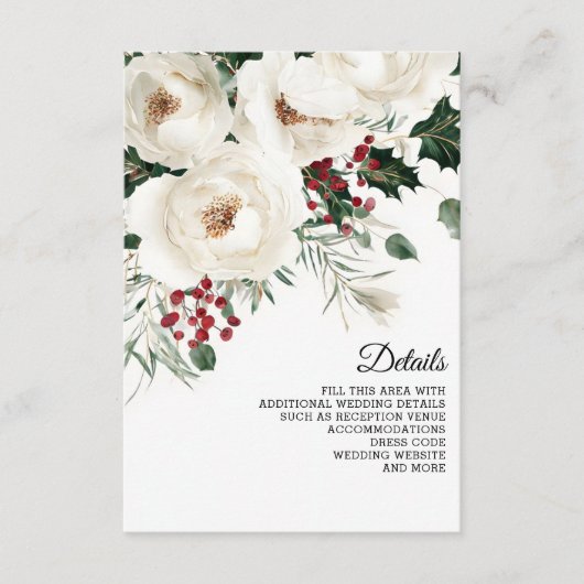 赤エレガント白の冬のクリ結婚スマス エンクロージャーカード (正面)